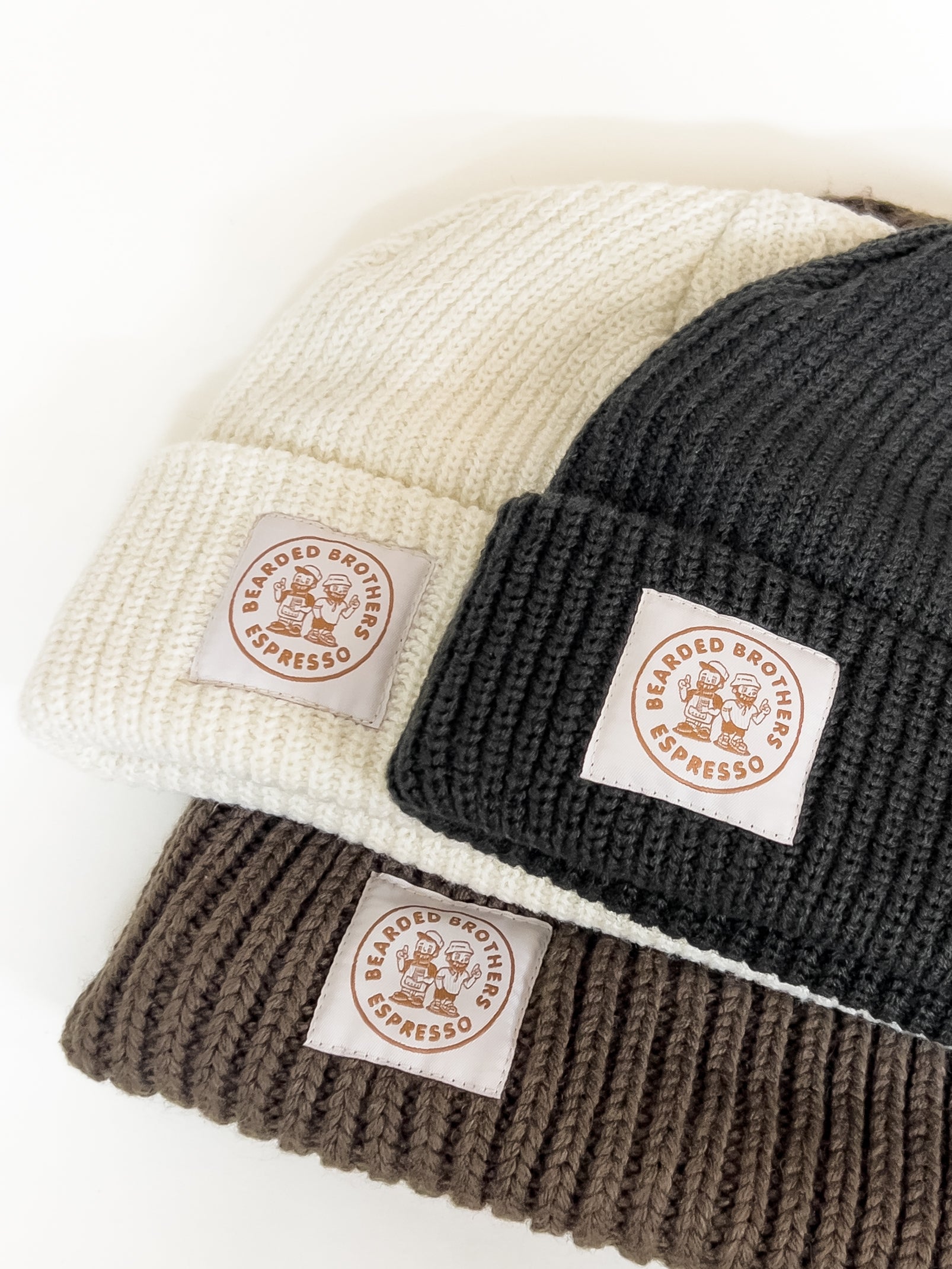 Bearded Brothers Ecru Knit Beanie